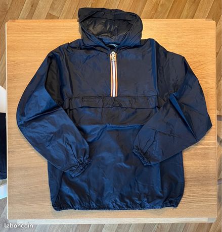 Veste Coupe-vent Vintage Active Generation - Taille L, Style Années 80, Bande Bleue Brodée