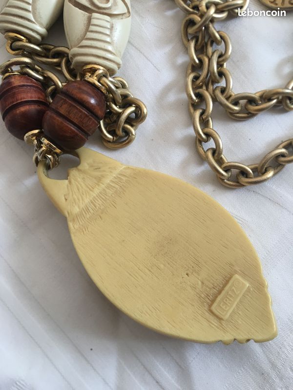 Superbe Sautoir Vintage Leritz En Métal Doré - Collier Long Rétro
