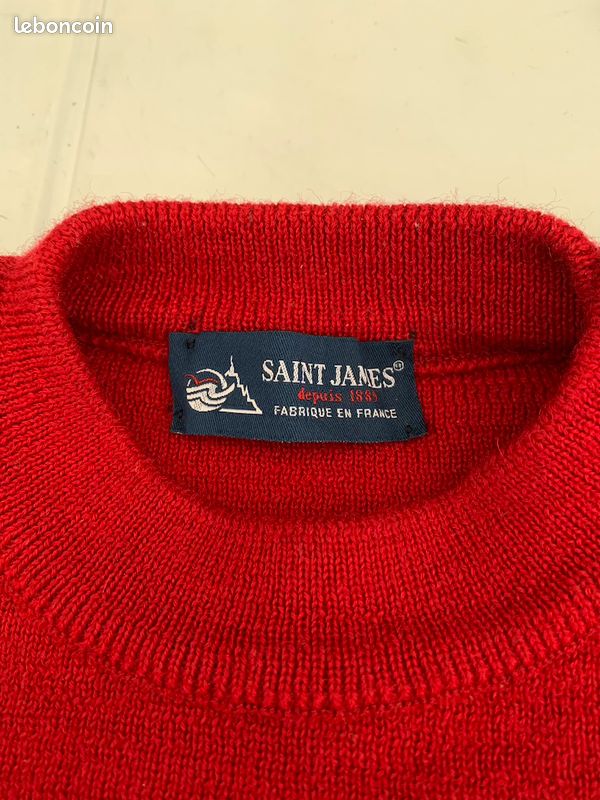 Pull Vintage Saint James Rouge En Laine Et Acrylique - Taille 44 Made In France