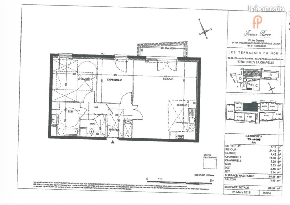 Appartement 3 pièces 64 m² · à Crécy-la-Chapelle · 64 m² · 1 050 €/mois