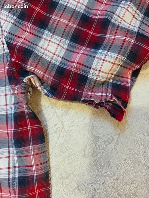 Chemise Dickies carreaux rouge noir blanc manches courtes workwear vintage taille M (image 8)