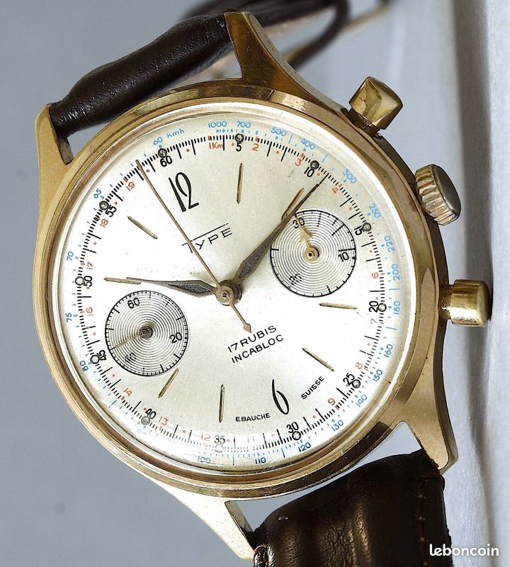 Très jolie montre mécanique Chronographe TYPE - Mécanisme Venus 188 - NOS (image 4)