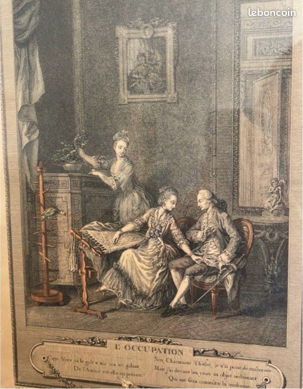 Gravure XIXe – Une Bacchanale, Style Antique, Encadrée Bois Doré 23x29cm