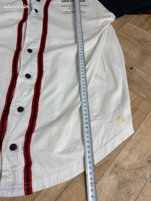 Maillot Baseball Champion Vintage Blanc Bleuté Bleu Marine Rouge Y2K Streetwear Oversize #2904 (image 8)