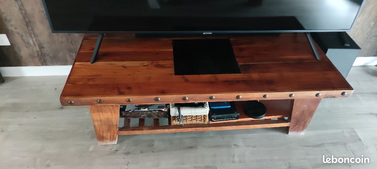 Table en acacia bois et chiffons (image 3)