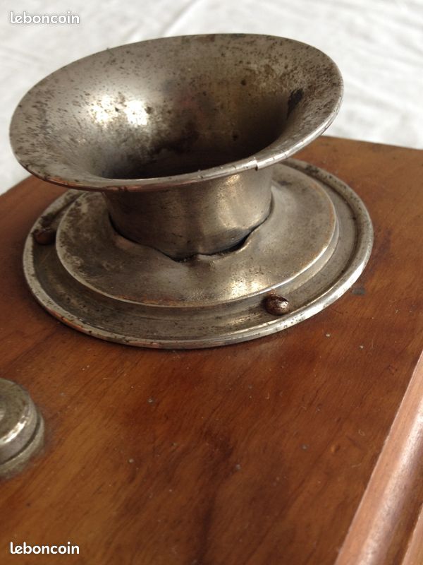 Ancien téléphone en bois écouteur Siemens & Halske année 1900 (image 10)