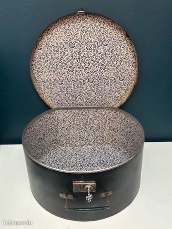 Authentique Boîte à Chapeau Ancienne – Fait Main – Rare – Marron – État Parfait
