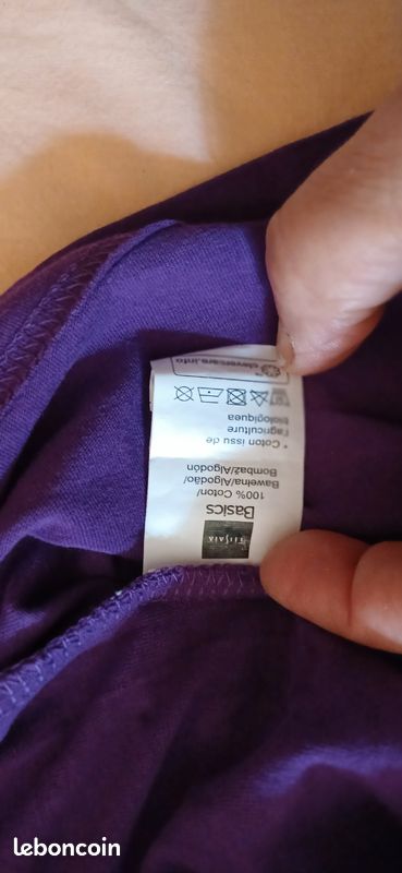 4 tee-shirts manches courtes 100% coton bio XL et XXL neufs unis couleurs vert violet mauve violine blanc (image 17)