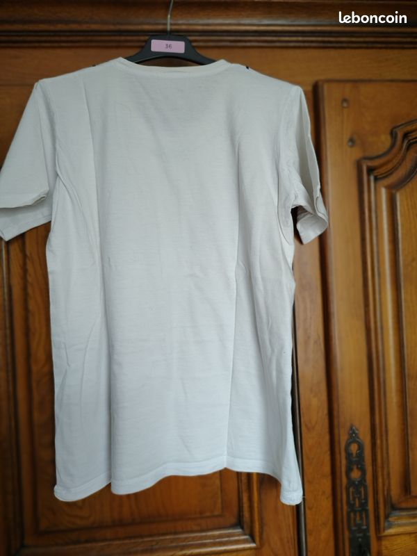 Tee shirt t-shirt femme marque ANTONELLE TAILLE 1 SOIT 42/44 blanc 100% COTON BRODERIE ENCOLURE (image 3)