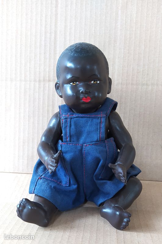 Baigneur noir ancien en celluloïd - Petitcollin - 25 cm