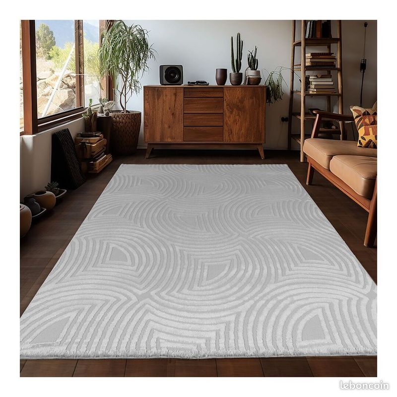 Tapis effet courbe 3D design intérieur Bincia Argenté 160x230 (image 2)