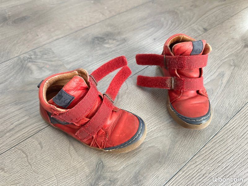 Chaussures montantes scratchs Norvik cuir rouge – 27 (image 10)