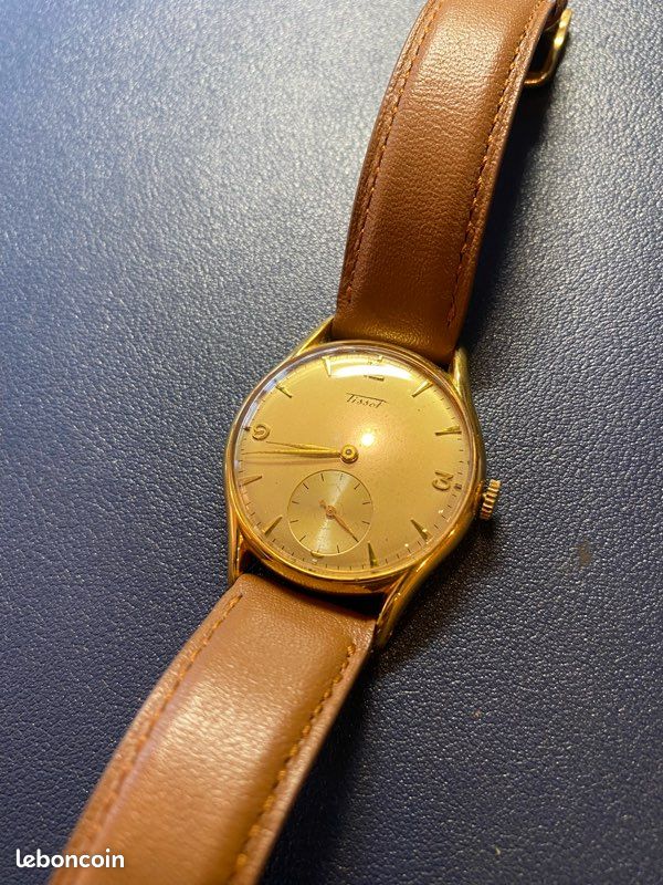 Montre Tissot mécanique années 50 plaquée or 35 mm (image 1)