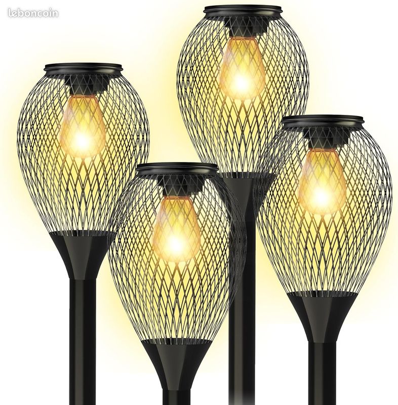 4 Lanternes Solaires à Effet Flamme - Éclairage Extérieur Suspendu étanche IP65