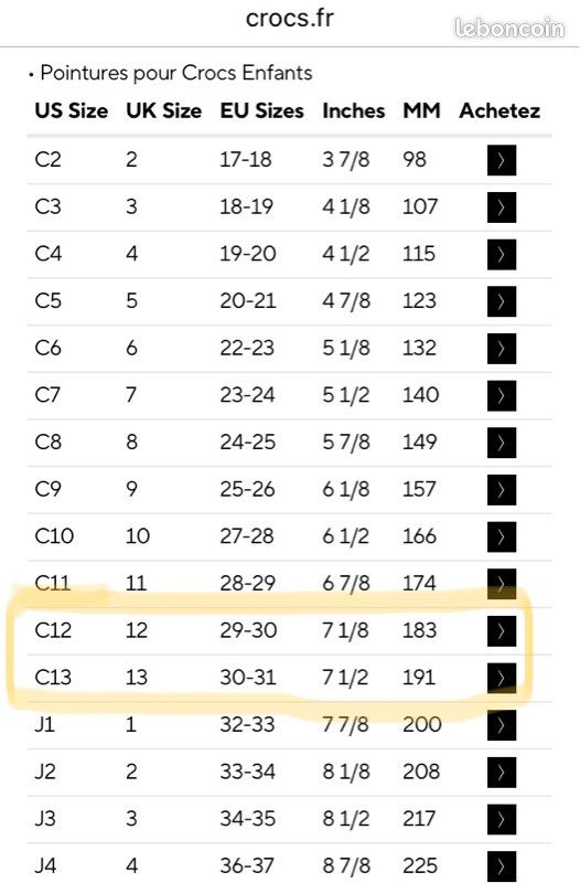 Sabots Crocs pointure 29-31 Chaussures