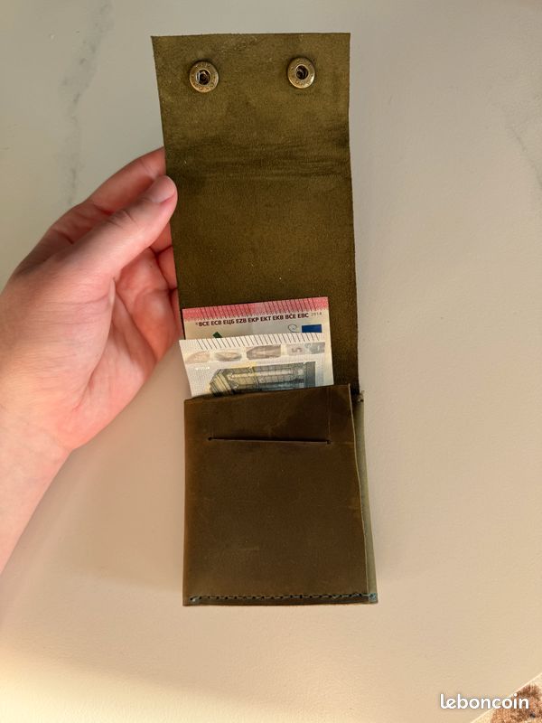 Portefeuille à rabat en cuir Crazy Horse fait main – neuf (image 3)