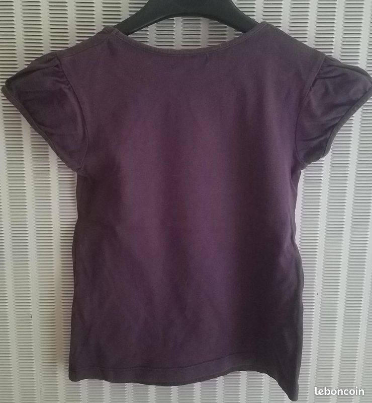 T-shirt manches courtes aubergine motif In Extenso T A Vêtements - Main Image
