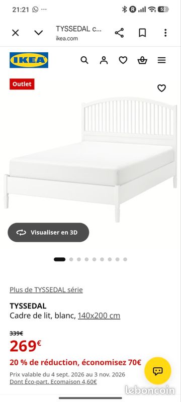 Lit Ikea Tyssedal 140x200 (image 1)