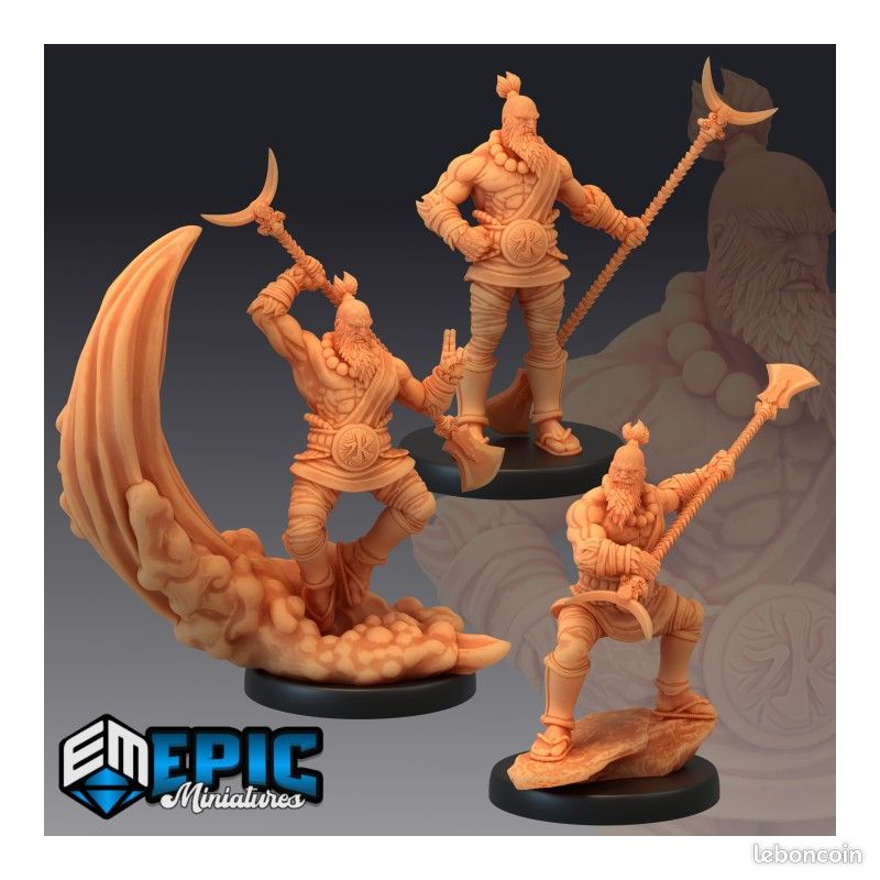 Figurines JdR à peindre - Set de jeu de rôles : 3 Humains Moines (image 5)