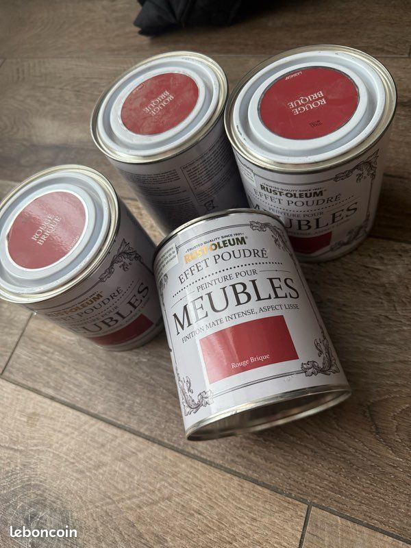 3 pots de peinture meuble rouge brique rust-oleum (image 1)