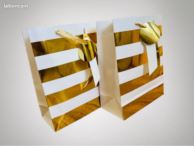 2 Sacs Cadeaux Blanc Et Or - MegaCrea DIY - Neufs - Pour Anniversaire, Fête
