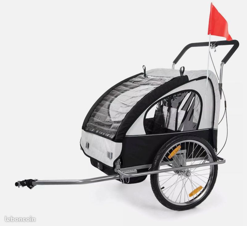 Remorque vélo enfant – Jogger 2en1 – Convertible poussette –
