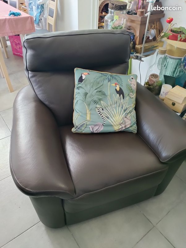 Fauteuil cuir marron (image 4)