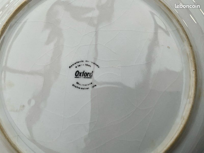Lot 2 grandes assiettes plates vintage OXFORD, décor scène anglaise,26 cm (image 7)