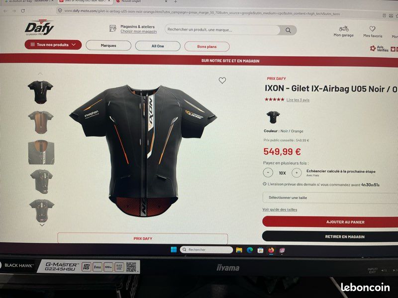 IXON Gilet IX-Aurbag U05 Noir/Orange taille M (image 3)