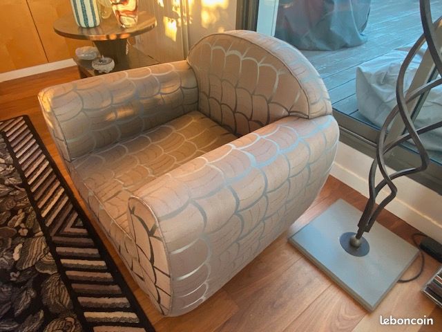 Fauteuil Club tissu RUBELLI années 80 (image 3)