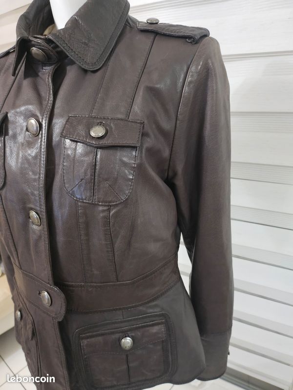 Veste cuir de super qualité skipper couleur marron taille 40 (image 2)