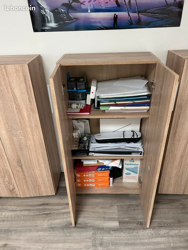 Armoire avec Portes 115,5 x 60 x 30 cm Meuble de Rangement Vela chêne 3 Niveaux pour Salon Bureau Chambre (image 2)