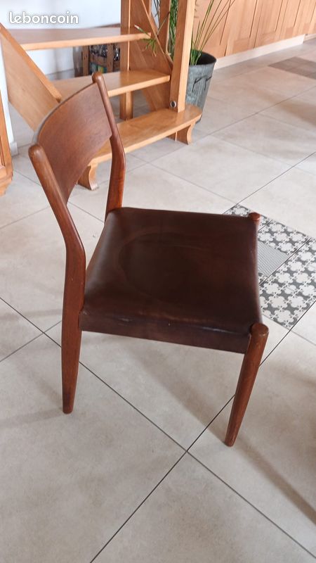 2 chaises Fristho Franeker, scandinaves, teck et cuir (image 3)