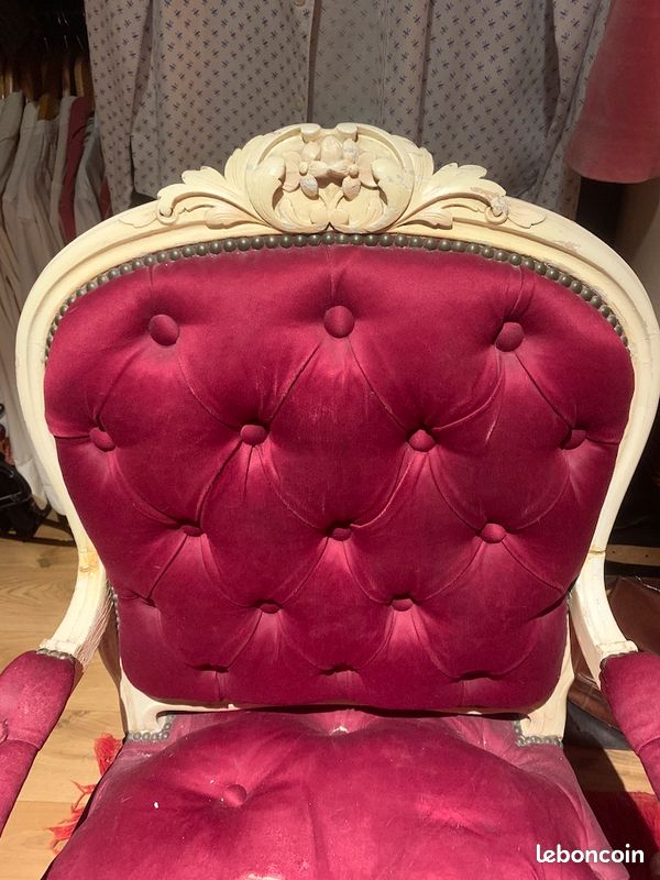 Paire de fauteuils Bergère rouge bordeaux (image 2)