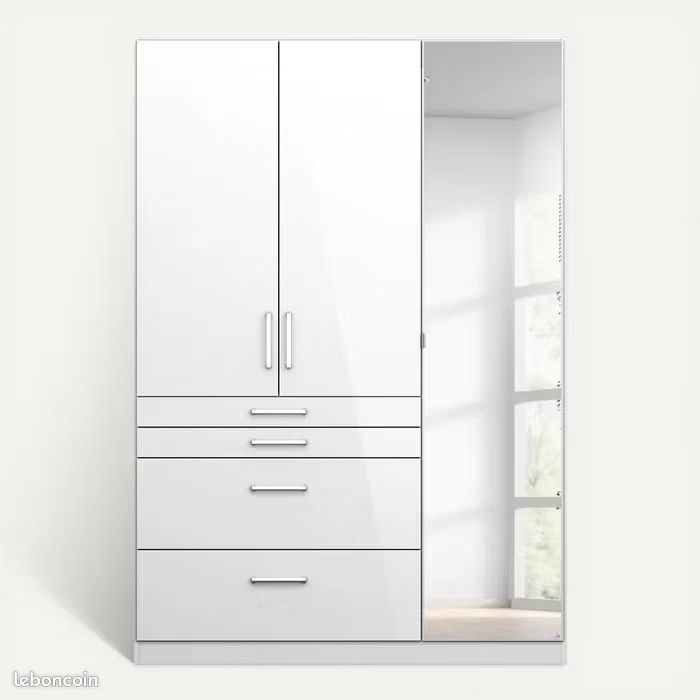 Lit 1 place + Sommier + Chevet + Armoire (image 4)