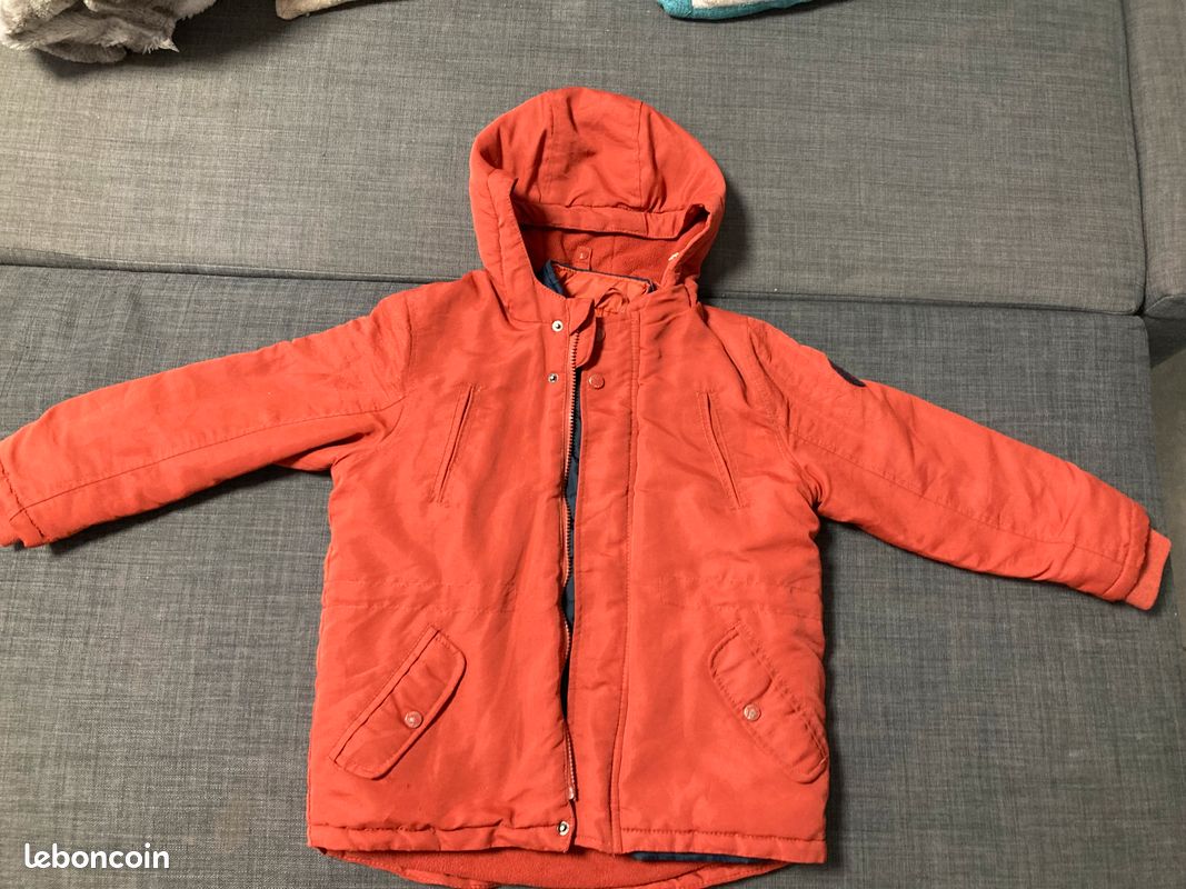Veste hiver enfant rouge corail (image 4)