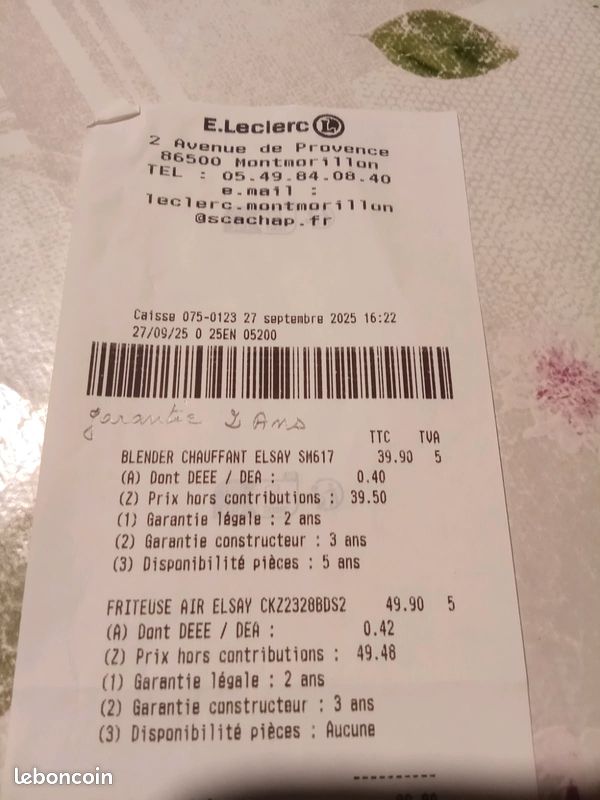 Air Fryer Elsay encore sous garantie TTBE (image 3)
