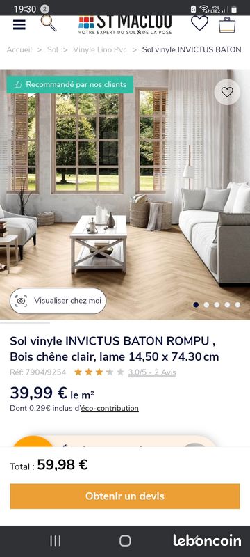1.51m² de parquet baton rompu st maclou (image 1)