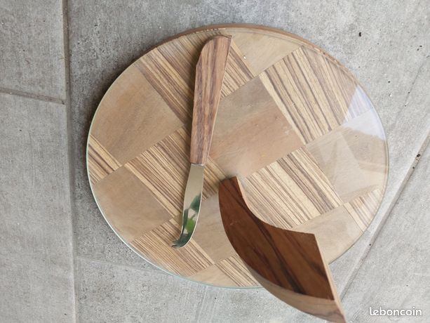 Plateau à fromage vintage verre et tige en métal gland doré - Arts de la table