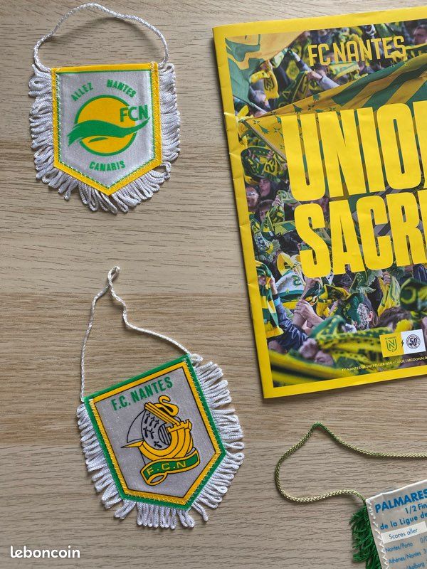 F.C NANTES F.C.N fanion WIMPEL PENNANT BANDERIN foot vintage ancien