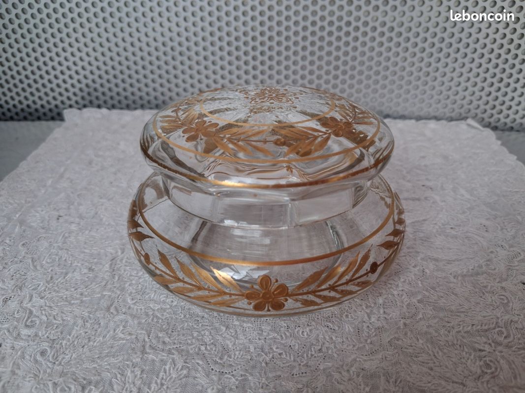 Boîte à bijoux verre soufflé doré main 1920 art déco (image 8)