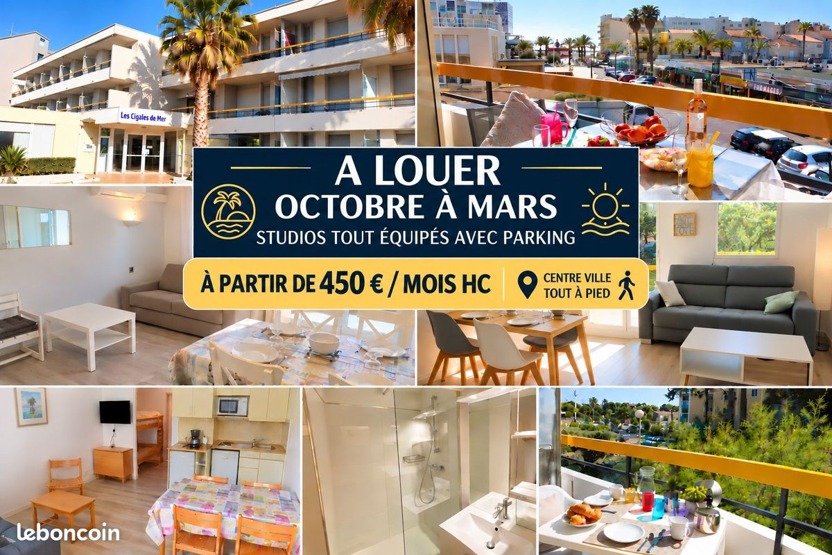 Appartement 1 pièce 25 m² · au Grau-du-Roi · 25 m² · 450 €/mois