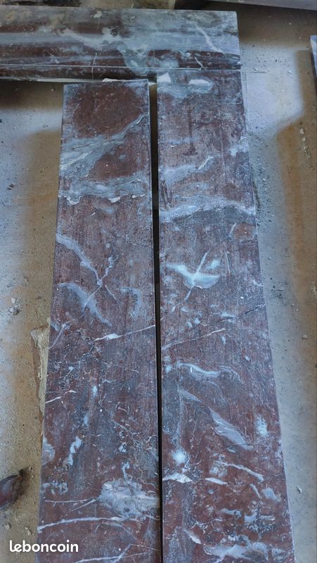 Habillage cheminée marbre rouge (image 9)