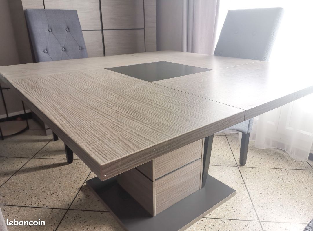 Table salle à manger et vaisselier en chêne cérusé et 4 chaises (image 2)