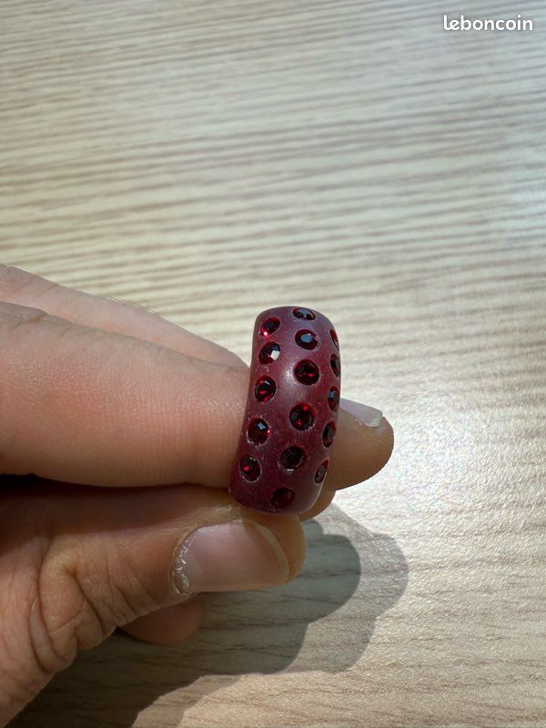 Bague Vermeil Bague En Pierre De Zircon Rouge Naturel Pour Homme