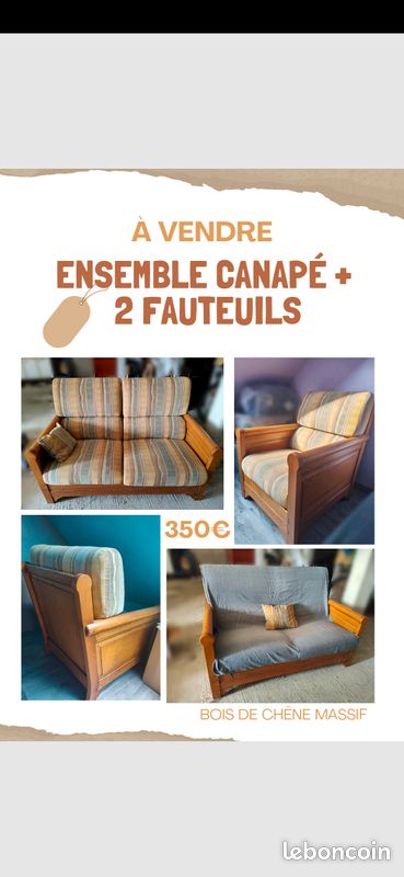 Canapé 2 places et 2 fauteuils (image 1)