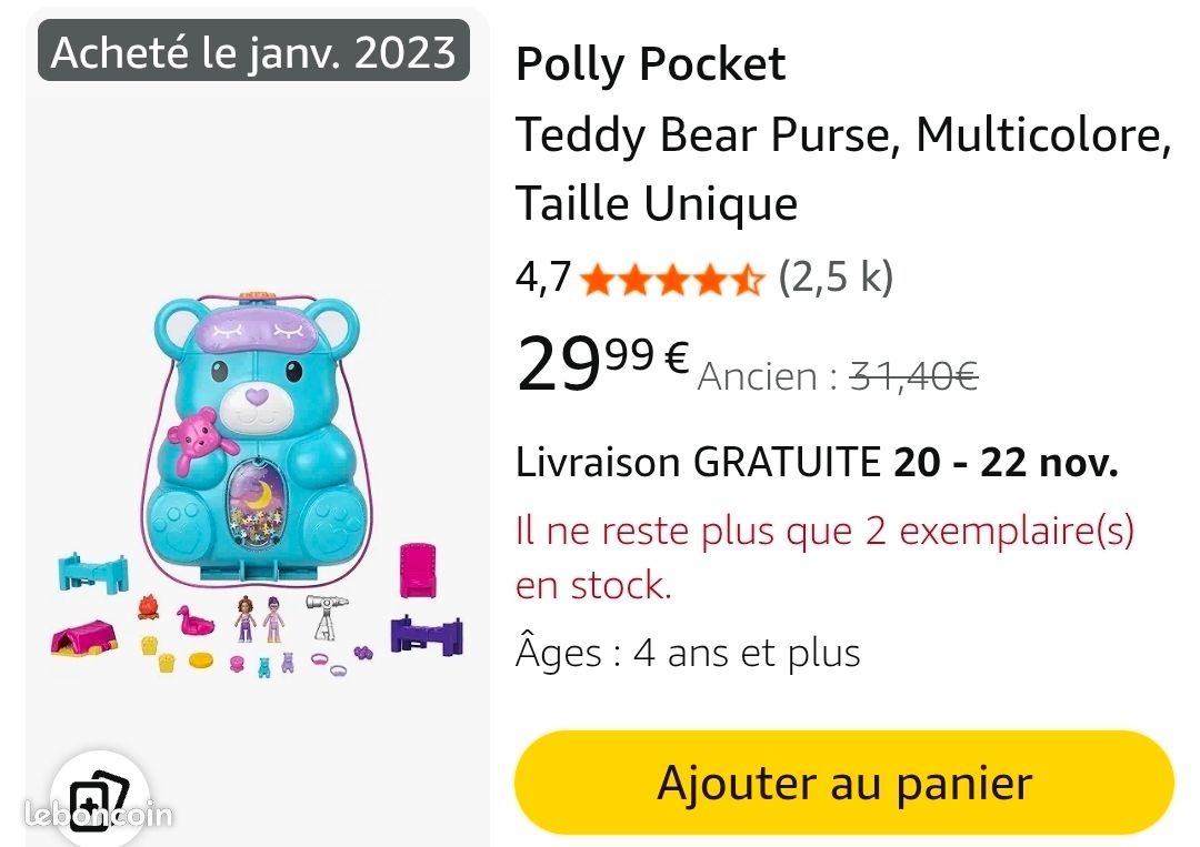 Polly Pocket Teddy Bear Purse, Multicolore, Taille Unique - Jeux & Jouets