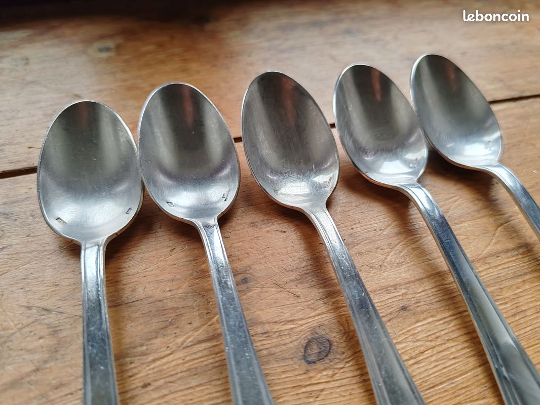Lot De 12 Petites Cuillères Vintage Métal Argenté 18G – 2 Poinçons