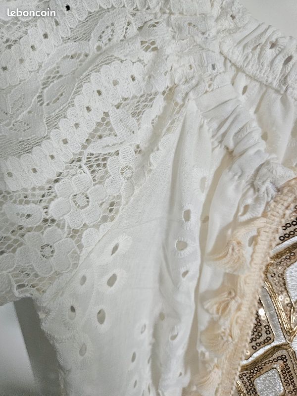 Haut fille dentelle et broderies or, 10 ans (image 5)