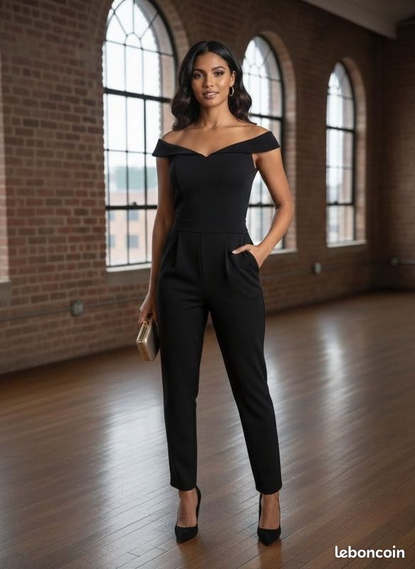Combinaison Pantalon Chic- Encolure Bardot & Coupe Ajustée T34 (image 1)